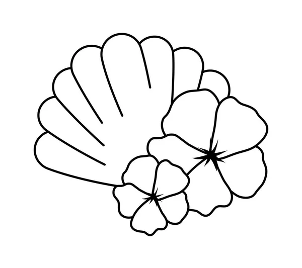 Seashell z kwiatów na białym tle ikona — Wektor stockowy