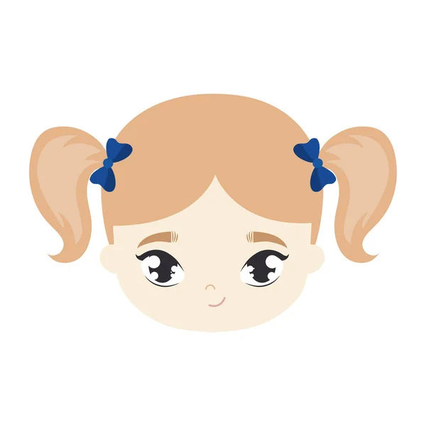Head of cute little girl avatar character — Stock Vector