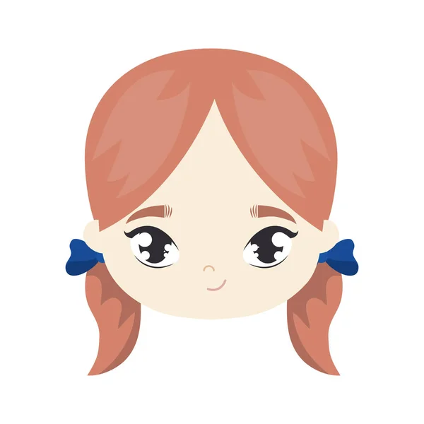 Cabeza de niña linda avatar carácter — Vector de stock