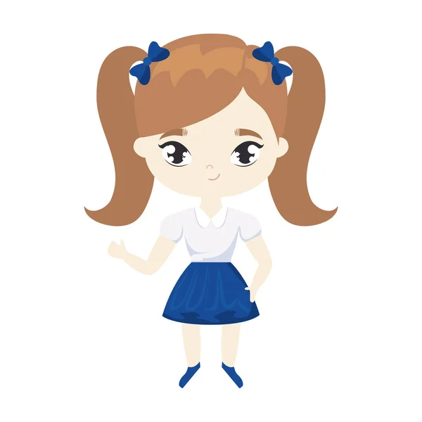 Bonito pouco estudante menina avatar personagem — Vetor de Stock