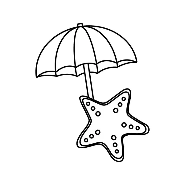 Милая морская звезда с открытым зонтиком — стоковый вектор