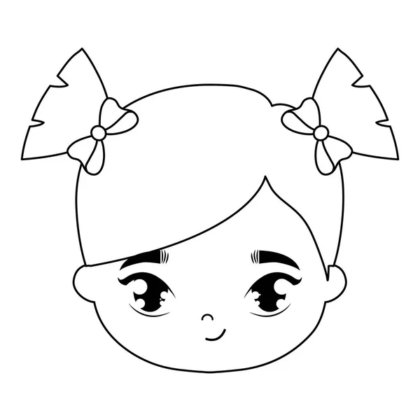 Cabeza de niña linda avatar carácter — Vector de stock