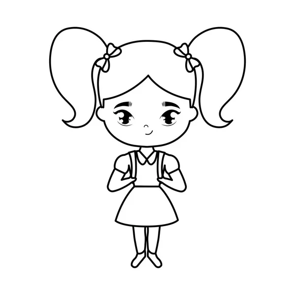 Aranyos kis diáklány avatar karakter — Stock Vector