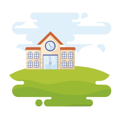 manzara sahnesinde okul binası cephe