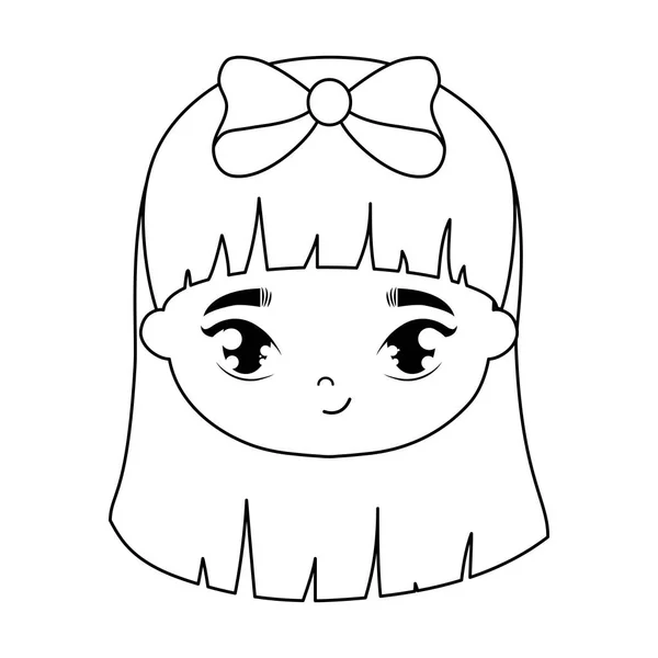 Cabeza de niña linda avatar carácter — Vector de stock