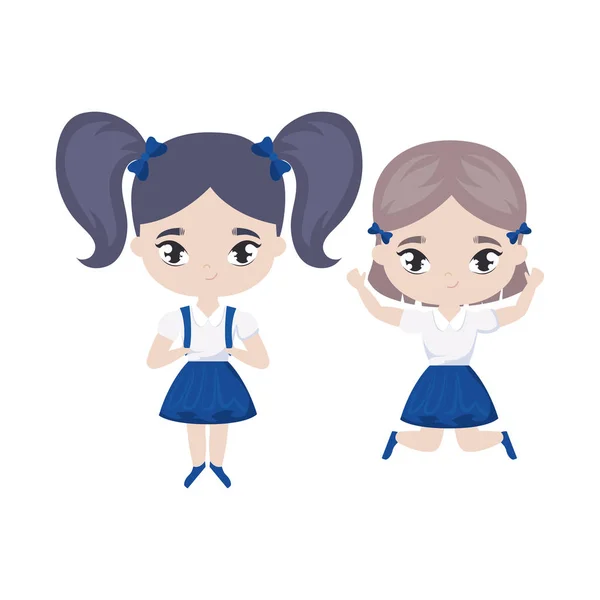 Söt liten elev flickor avatar karaktär — Stock vektor
