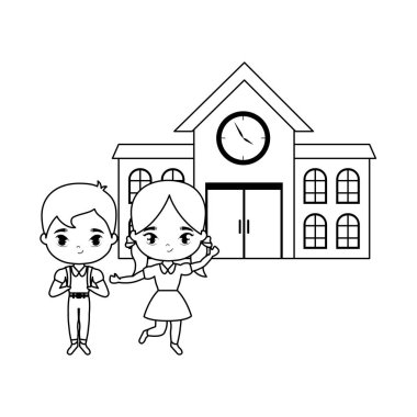 okul önünde sevimli küçük öğrenciler