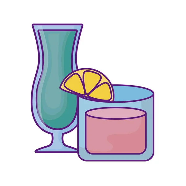 Zestaw świeżych i pysznych soków szklanych — Wektor stockowy