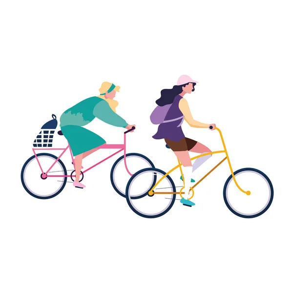 Personas montar bicicleta actividad imagen — Vector de stock
