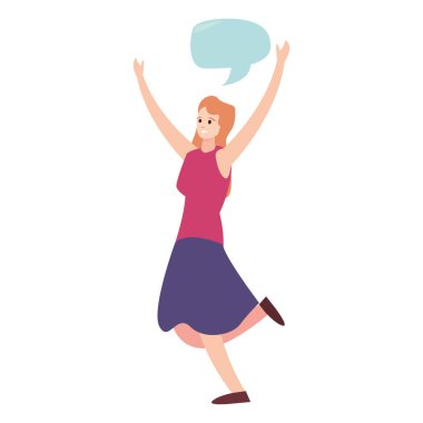 beyaz arka plan üzerinde kadın mutlu genç karakter