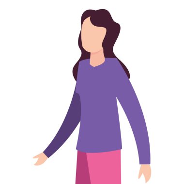 beyaz arka plan üzerinde kadın mutlu genç karakter