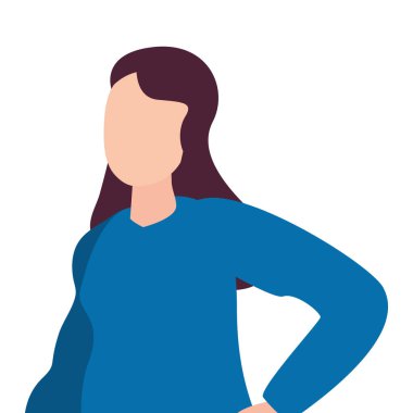 beyaz arka plan üzerinde kadın mutlu genç karakter