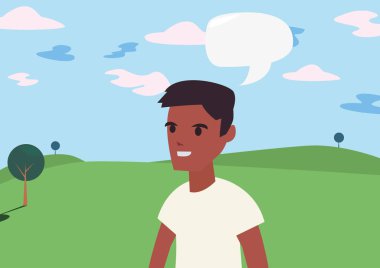 parkta genç adam konuşmak kabarcık