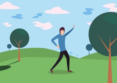 parkta adam mutlu genç karakter