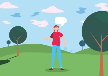 parkta adam mutlu genç karakter