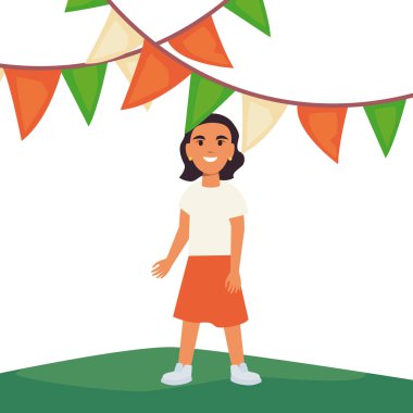 pennants hint mutlu bağımsızlık günü kutlayan kadın