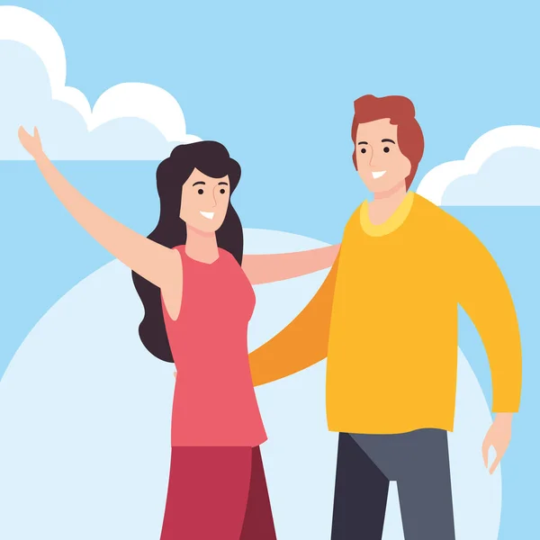 Hombre y mujer jóvenes felices — Vector de stock