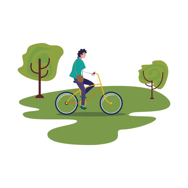 People riding bicycle activity image — Stock Vector