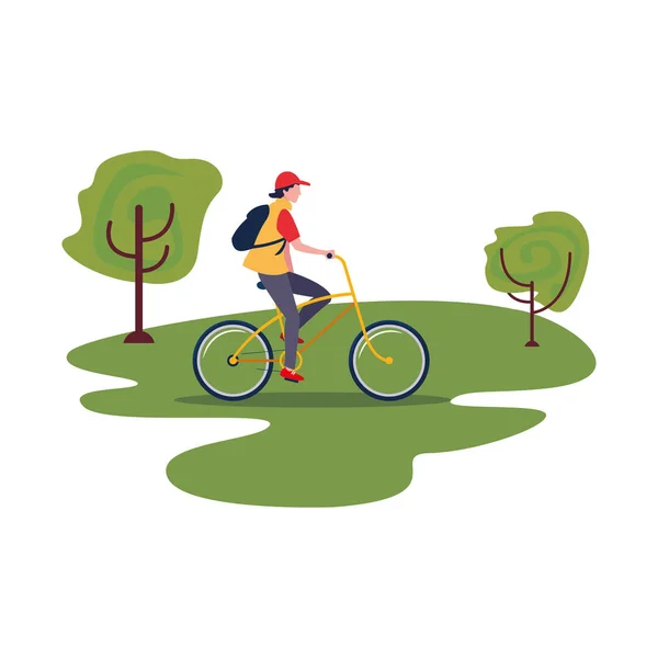 Personas montar bicicleta actividad imagen — Vector de stock