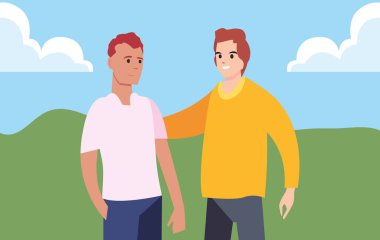 manzara mutlu genç erkekler