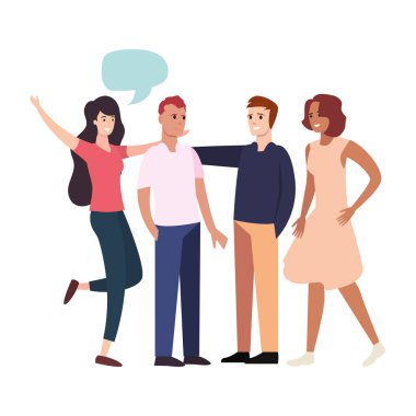 mutlu gençler grup karakter konuşmak kabarcık