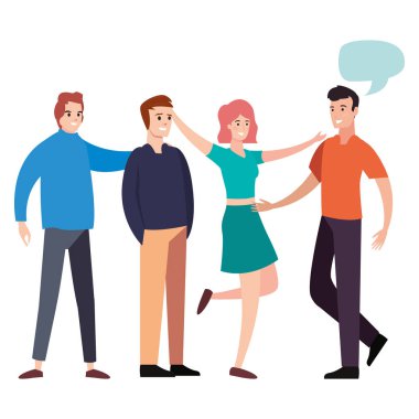 mutlu gençler grup karakter konuşmak kabarcık