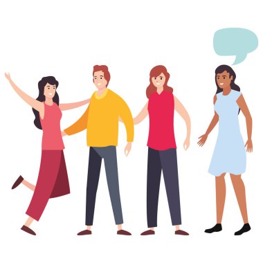 mutlu gençler grup karakter konuşmak kabarcık