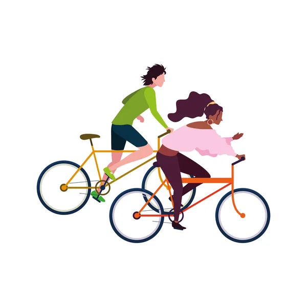 Люди катаються на велосипеді зображення активності — стоковий вектор