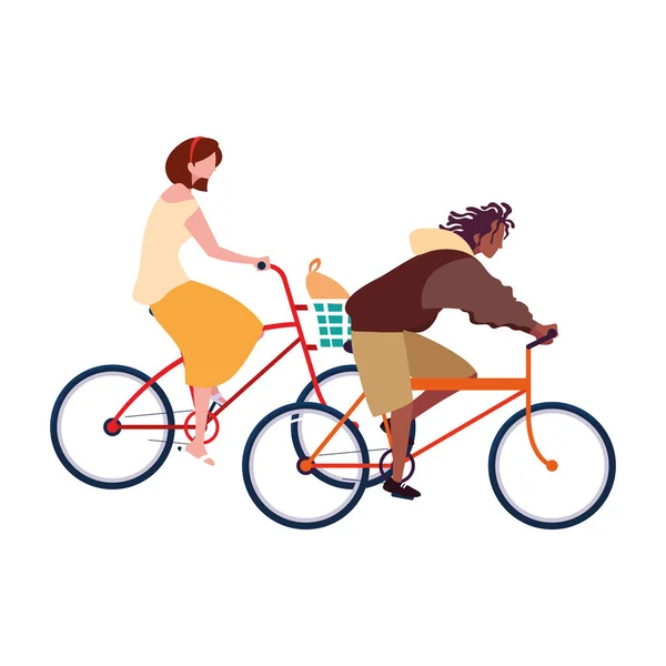 Ludzie jazda rowerem obraz aktywności — Wektor stockowy