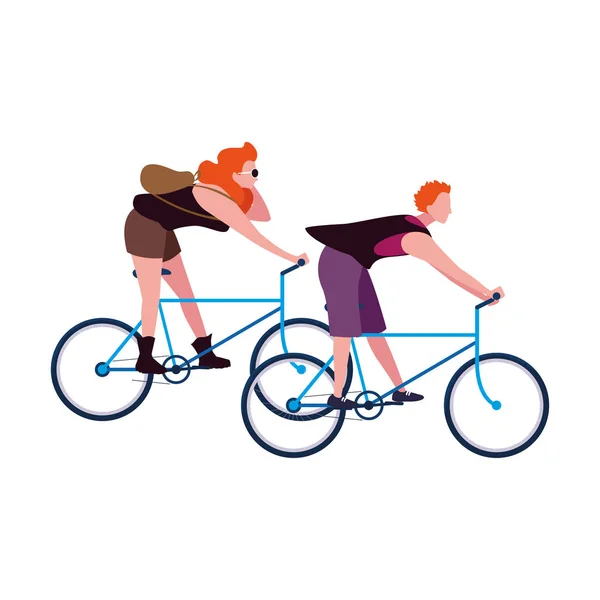 Pessoas andando de bicicleta imagem atividade — Vetor de Stock