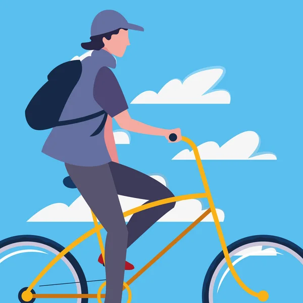 Personas montar bicicleta actividad imagen — Vector de stock