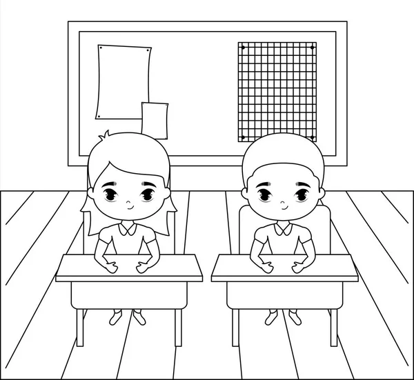 Sınıf sahnesinde küçük öğrenciler — Stok Vektör
