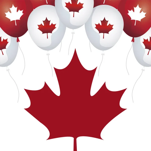 Ballons Helium mit Ahornblättern Kanada — Stockvektor
