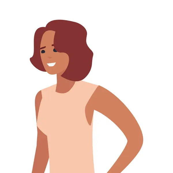 Femme jeune personnage heureux sur fond blanc — Image vectorielle