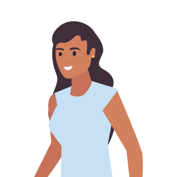 Femme jeune personnage heureux sur fond blanc — Image vectorielle