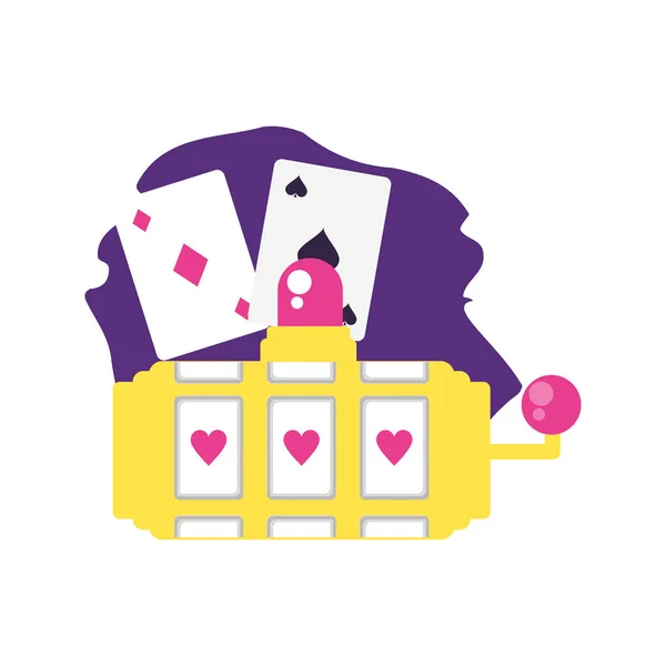 Poker Casino Spielkarten mit Spielautomat — Stockvektor