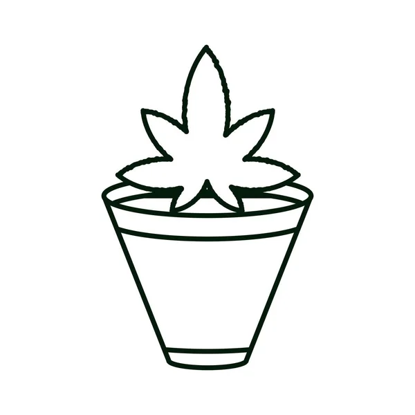 Cannabis plant in pot nature icon — Stock Vector