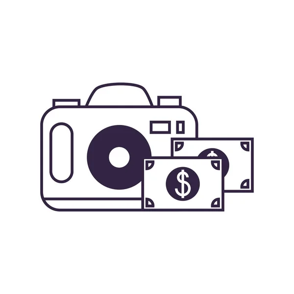 Фотоапарат цифровий з купюрами доларів — стоковий вектор