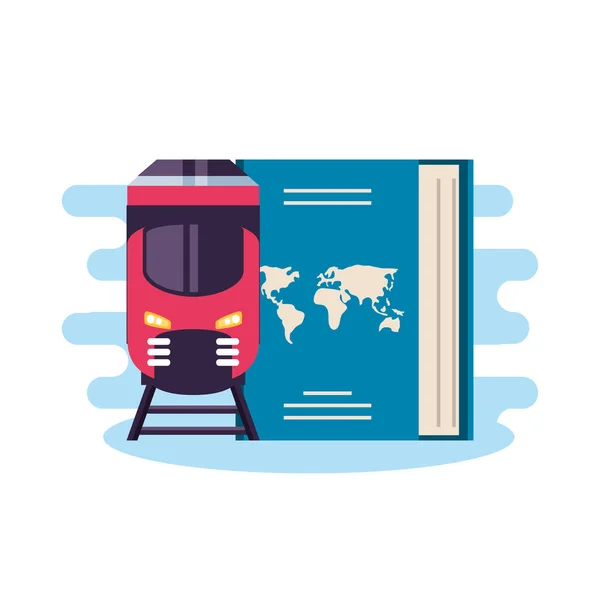 Paspoort document reizen met trein — Stockvector