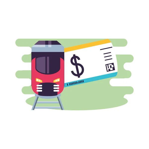 Treinreis voertuig met ticket papier — Stockvector