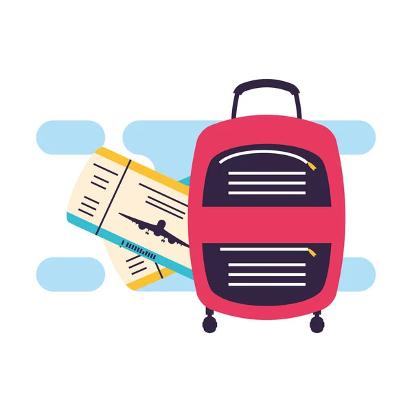 Travel suitcase equipment with ticket flight — Stock Vector