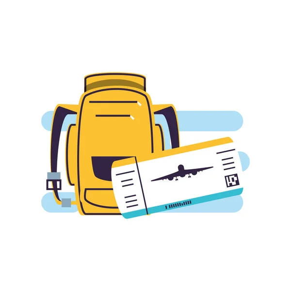 Bilet uçuş belgesi ile seyahat çantası — Stok Vektör