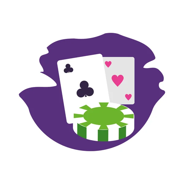 Jetons de jeux de casino avec cartes de poker — Image vectorielle