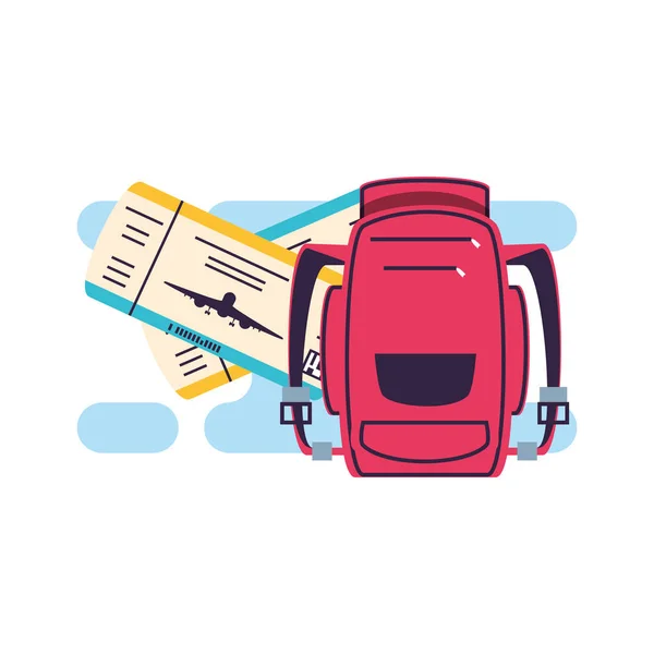 Travelbag with ticket flight document — Stock Vector