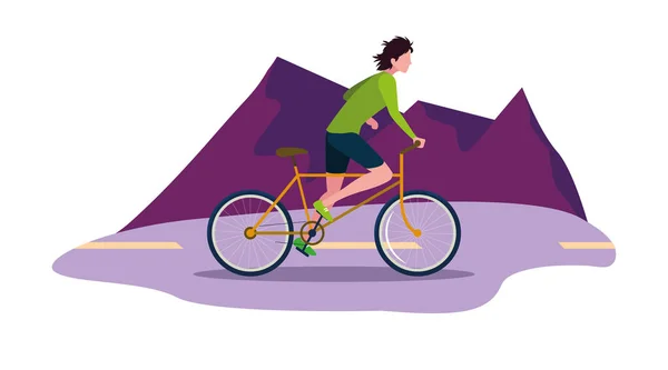 Personas montar bicicleta actividad imagen — Vector de stock