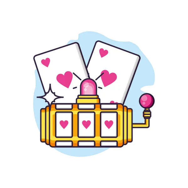Poker casino game cards with slot machine — Stock Vector