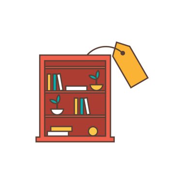 kitap ve fiyat etiketi asılı ile raf