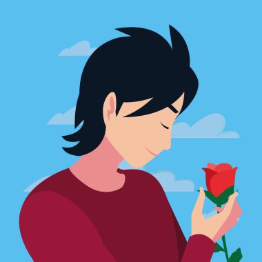 adam tutan çiçek gül romantik