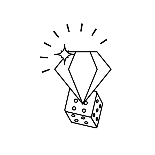 Dobbelstenen kubussen casino spel met diamant — Stockvector
