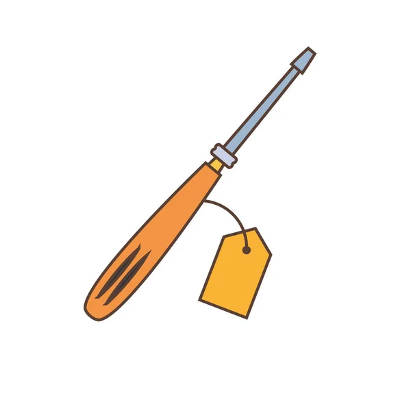 Screwdriver tool with price tag hanging — Stock Vector